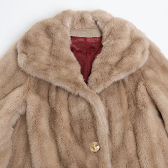 Vintage Tissavel France Faux Mink Fur Coat Small Sterling Stall Made in Canada - Picture 3 of 16